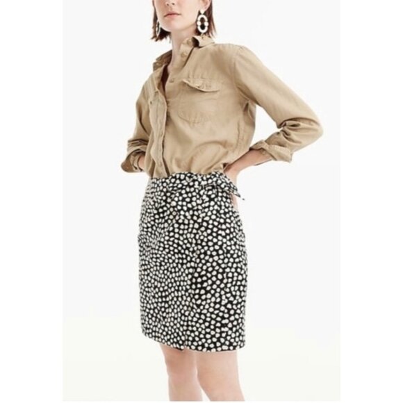 J. Crew Skirt Size 0 Metallic Pebble Print Bow Mini Skirt Black / Gold - Picture 2 of 16